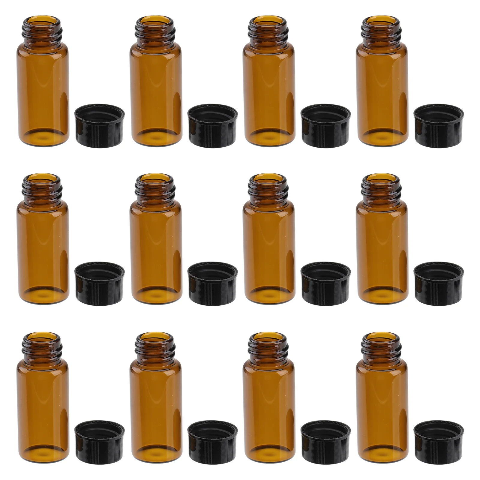 15Pcs Brown Glass Sample Bottles Screw Mouth Leakproof Travel Small Essential Oil Reagent Containers Sample Bottles
