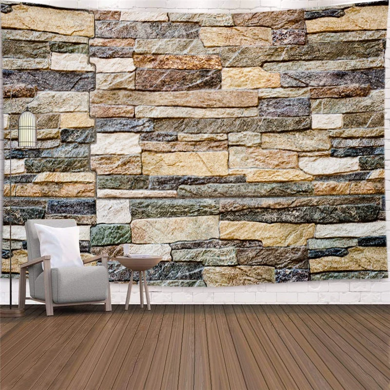 Home Decor Living Room Marble Tapestry Stone Floor Wood Grain  Art   Wall Covering Carpet Background