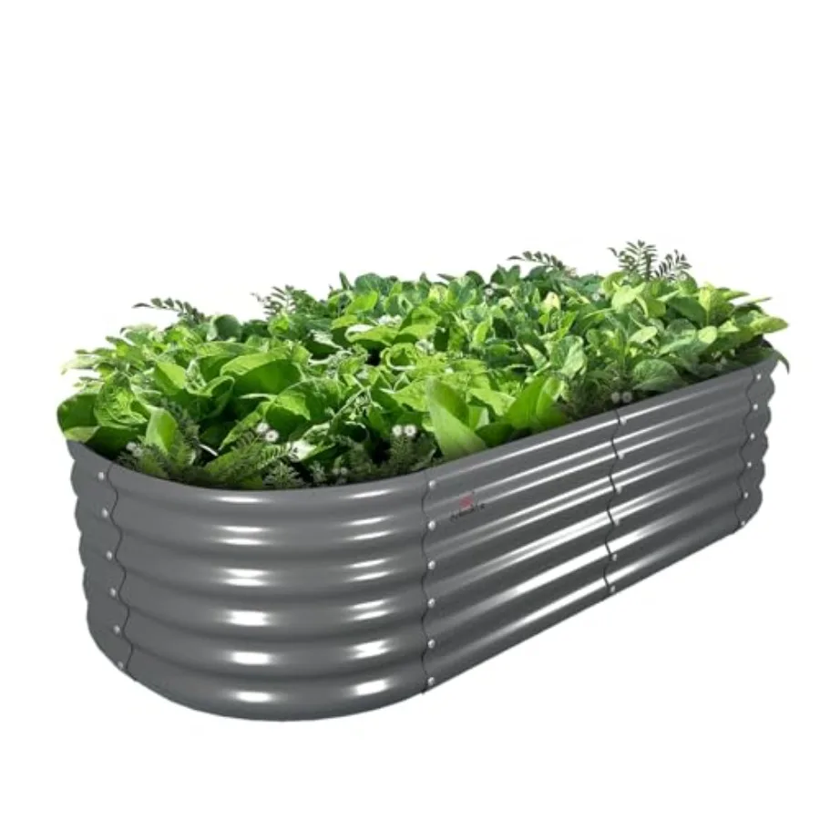 

6X2X1.5 ft Galvanized Raised Garden Beds Outdoor Oval Round Metal Planter Box for Planting Vegetables Flowers Herb Anti-Rust an