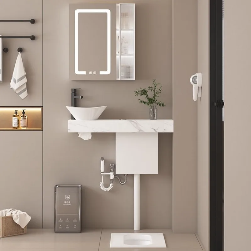 Small Apartment Washbasin, Squat Toilet Combination, Ceramic Washbasin, Sintered Stone Table, Squat Pit Toilet,