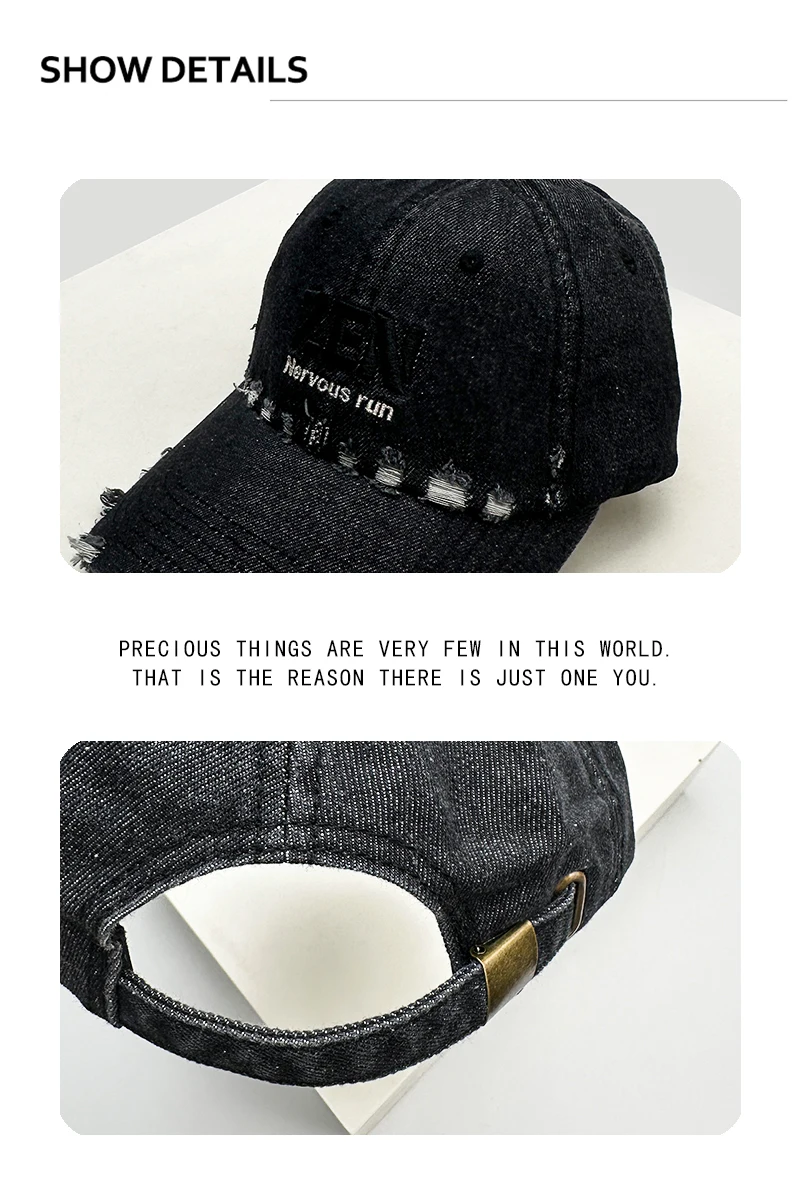 Neue Baseballkappen für Männer und Frauen mit Buchstaben-Stickerei im Used-Look, Sonnenschutz, vielseitige Retro-Schirmmützen, persönliche Mode im Distressed-Look – Detail 5