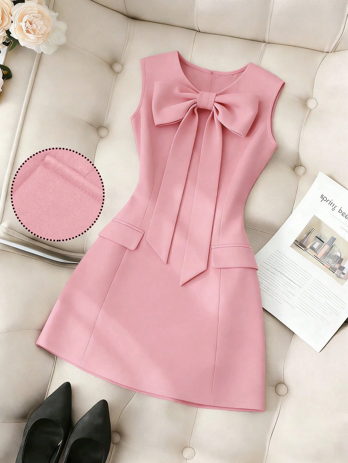 Elegant Lady's Dress with Simple Bow Design Sophisticated Minimalist Gown for Women