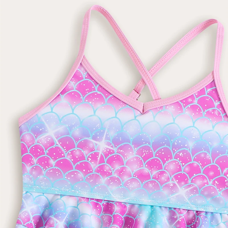 Children's Swimsuit Water Park Swimming 3 Pieces Child Sets For Girls Swimwear Summer Beach Mermaid Vacation Dress Girl Outfits