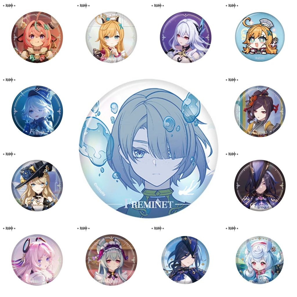 58mm juego Genshin Impact Thelxie's Fantastic Adventures Freminet Cosplay disfraz insignia Pin SPTE broche de hojalata ﻿ Prop Gilf