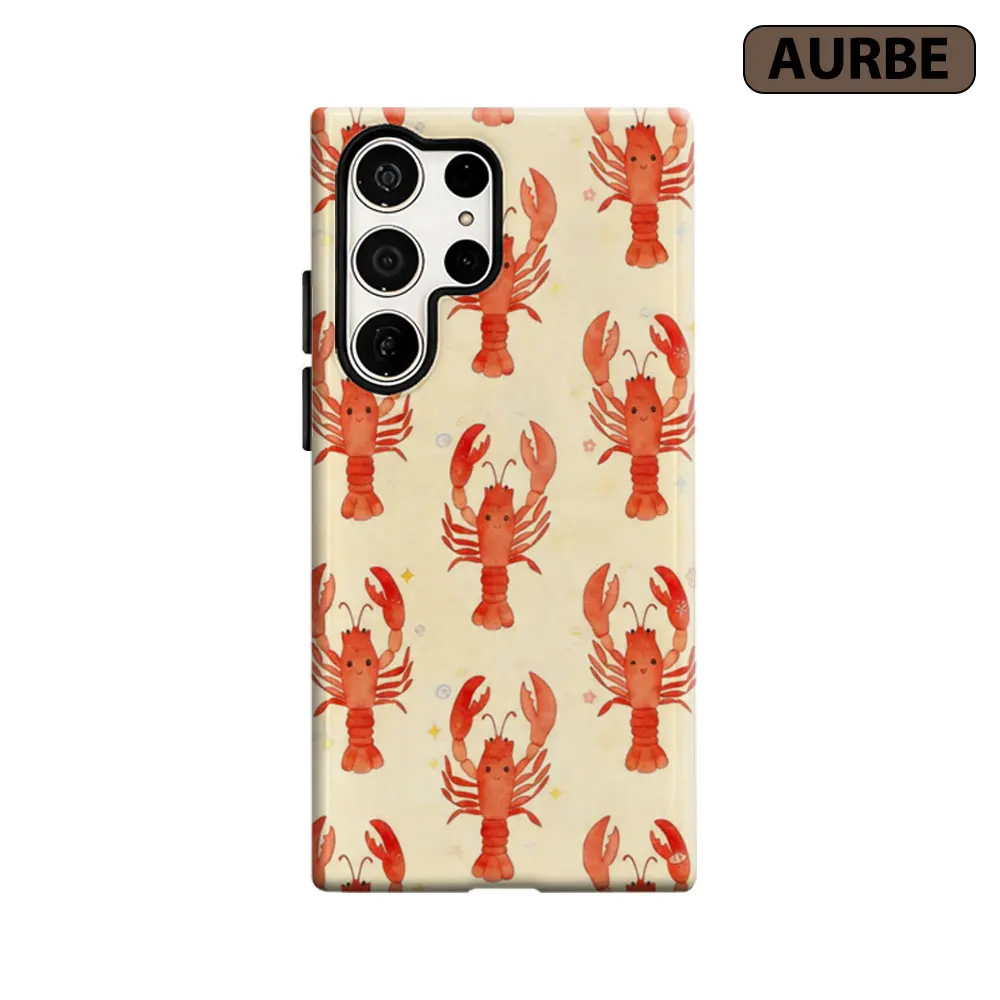 Aurbe Phone Case For Samsung Galaxy S26 S25 S24 S23 Ultra Plus HD Hard Cute Lobster Party Double Layer Film Cover