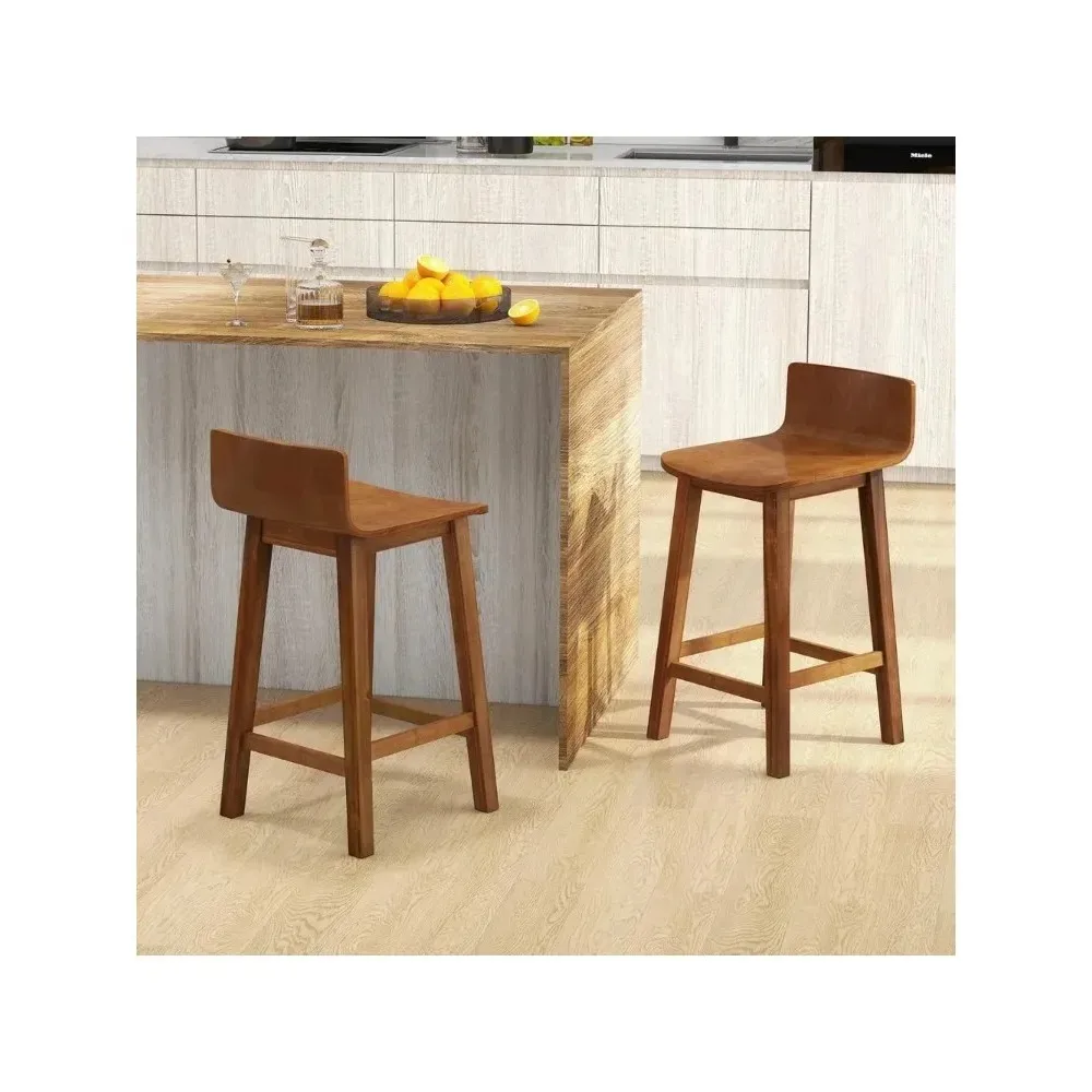เก้าอี้บาร์ขนาด 24.5 นิ้ว ชุด 2 ตัว, เก้าอี้บาร์สูงระดับเคาน์เตอร์พร้อมพนักพิงต่ำและที่วางเท้า, เก้าอี้บาร์ไม้สไตล์ฟาร์มเฮาส์, เก้าอี้บาร์ไม้แบบไม่มีที่วางแขน