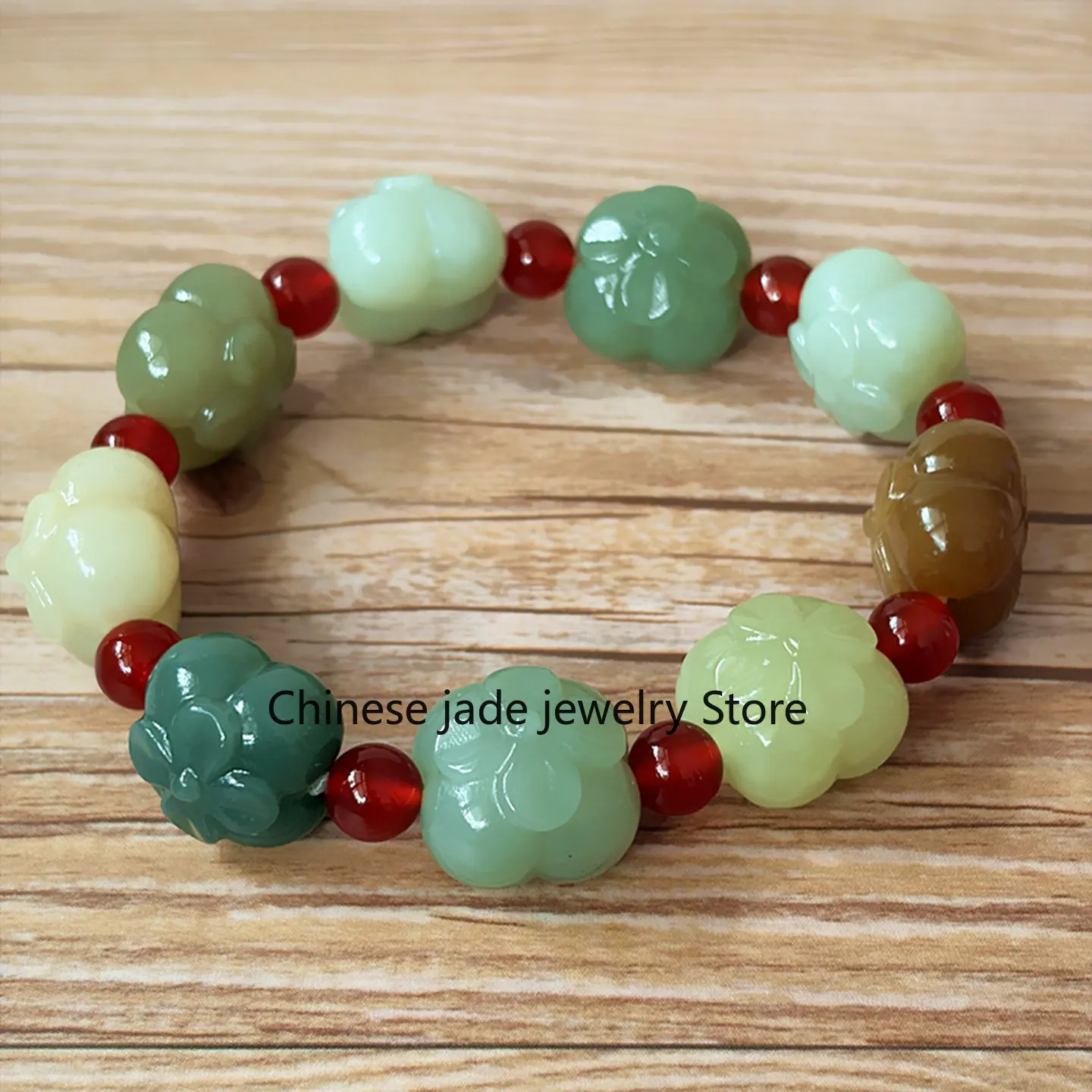 Natural Hetian Persimmon Ruyi Duobao Bracelet Men's and Women's Bracelet Persimmon Bracelet Diversity Shippi