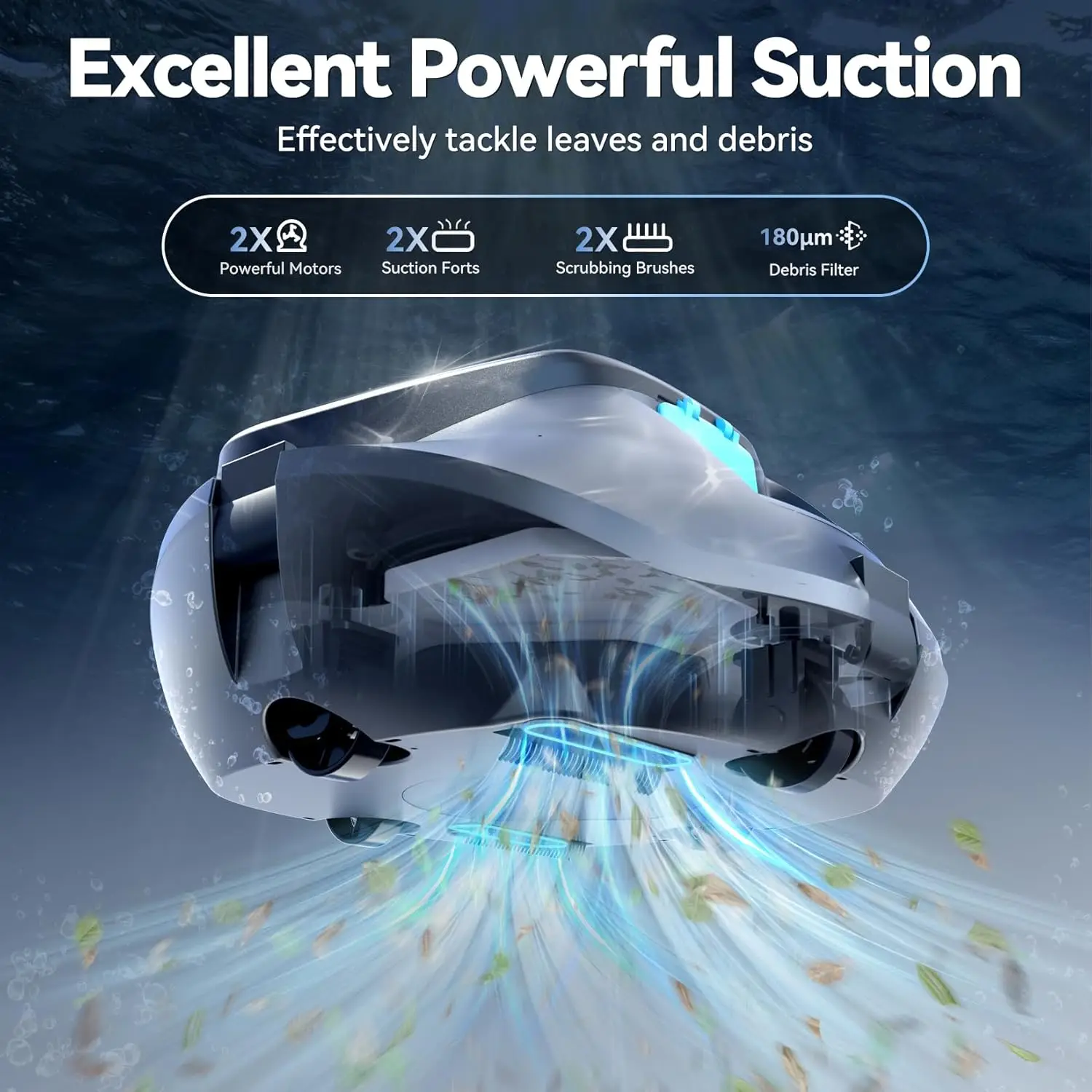 XUSHIDZ SP1 Roboter-Poolsauger Kabelloser Poolreiniger-Roboter mit Starker Saugkraft, Intelligenter Routenplanung und Extra Langer Akkulaufzeit – Detail 2