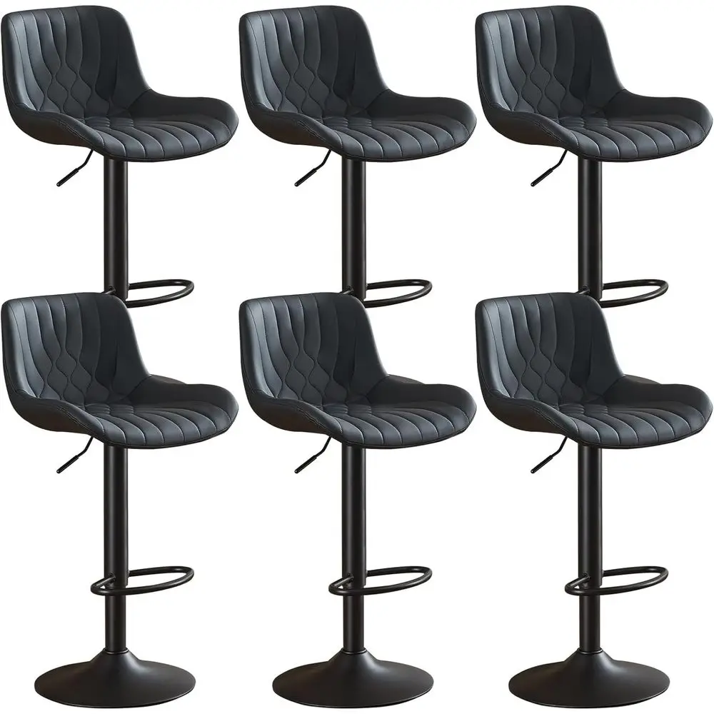 

6-Piece Adjustable Swivel Bar Stool Set, Counter Height with Padded Leatherette Seats, Ideal for Kitchen Island or Breakfast Bar