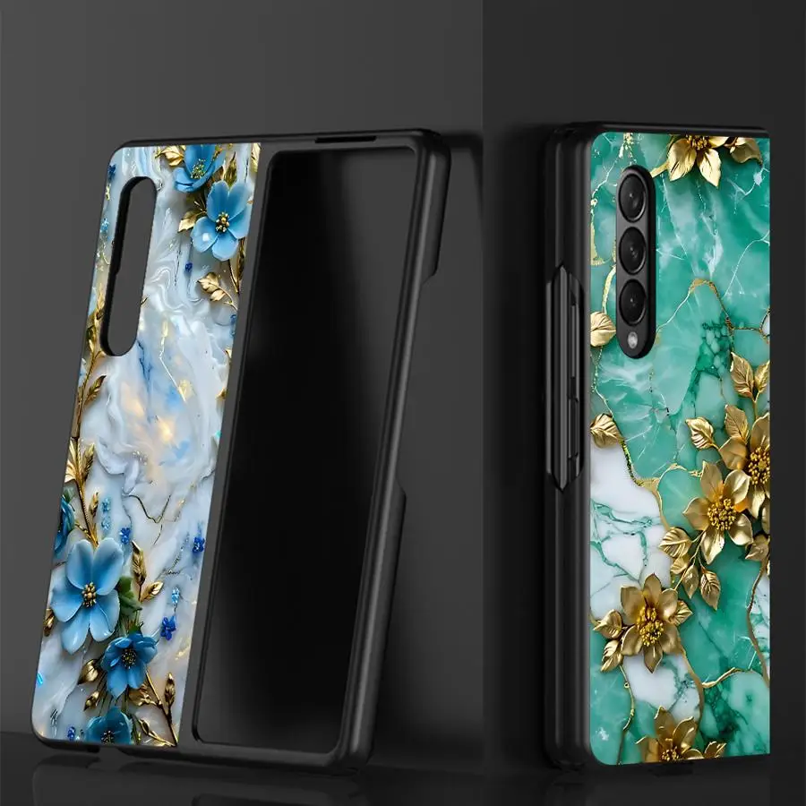 Luksusowe etui na telefon Flower Marble Cover do Samsung Galaxy ZFold6 Z Fold 4 5G ZFold5 Z Fold4 Fold Shockproof Hard PC