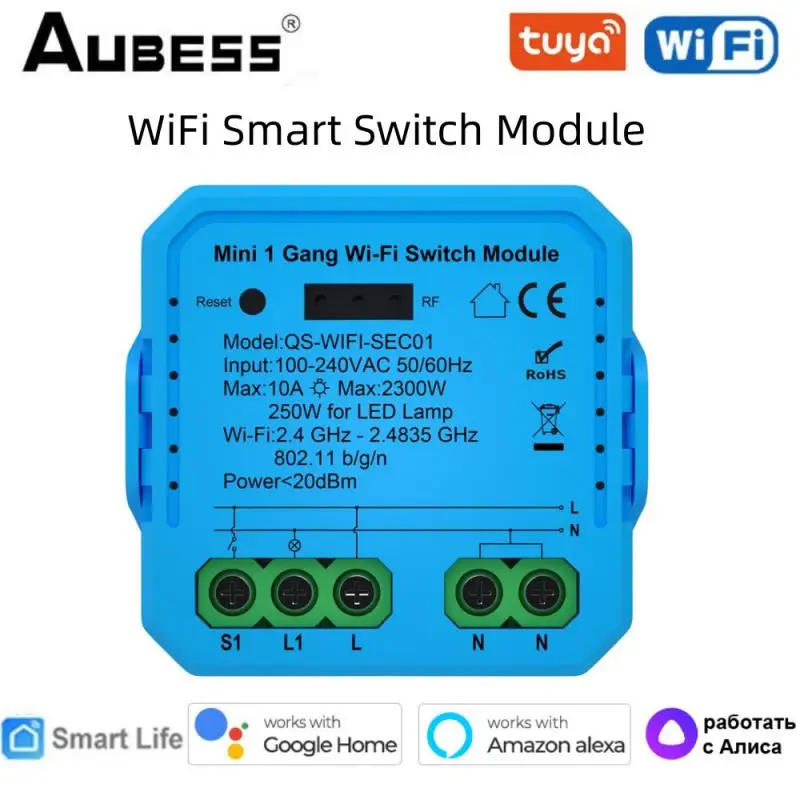 

Tuya WiFi Smart Switch Module Mini DIY Light Breaker Works with Alexa Google Home Alice Neutral Wire Required Smart Home