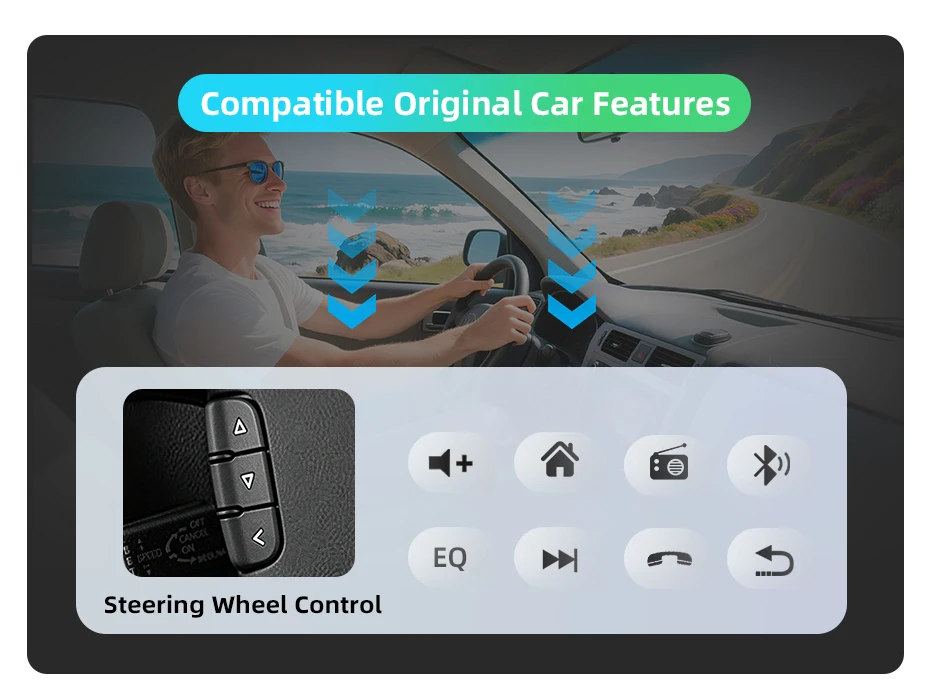 Junsun Kabelloses CarPlay Android Auto Autoradio für Mercedes Benz Smart 453 Fortwo 2014-2020 2 DIN Multimedia-Stereoanlage mit integriertem Lüfter GPS-Navigation SWC Bluetooth FM RDS DSP IPS-Bildschirm Intelligente Autosysteme – Detail 6