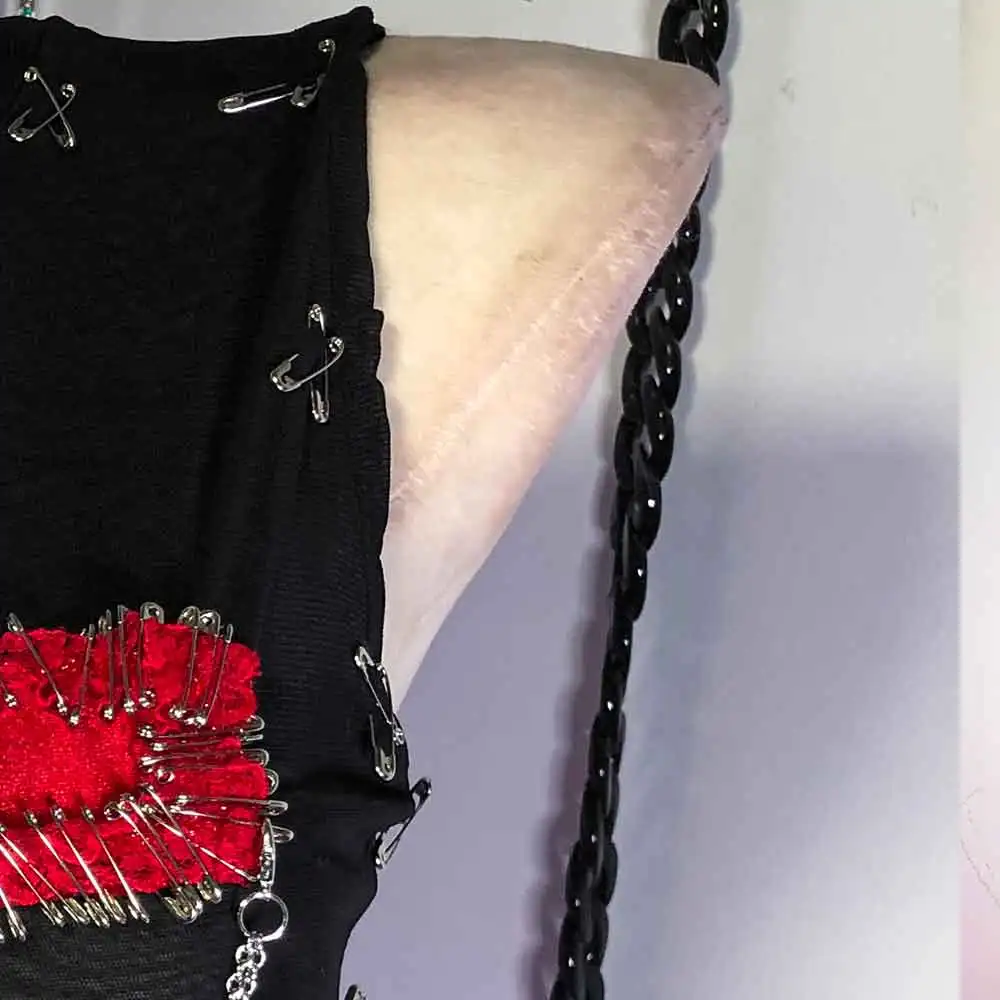 Harajuku Y2K TOPS Goth Emo 90s DIY Eco Grunge Kawaii Pin Hand Made Digital Teen E-Girls Gothic Tank Punk Rock Cross