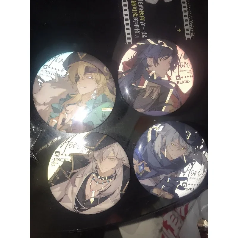 4 قطع لعبة هونكاي: ستار السكك الحديدية Balladeer بليد الأحد كاكافاشا افينتورين جينغ يوان 58 مللي متر شارة عاكسة بروش دبوس #5