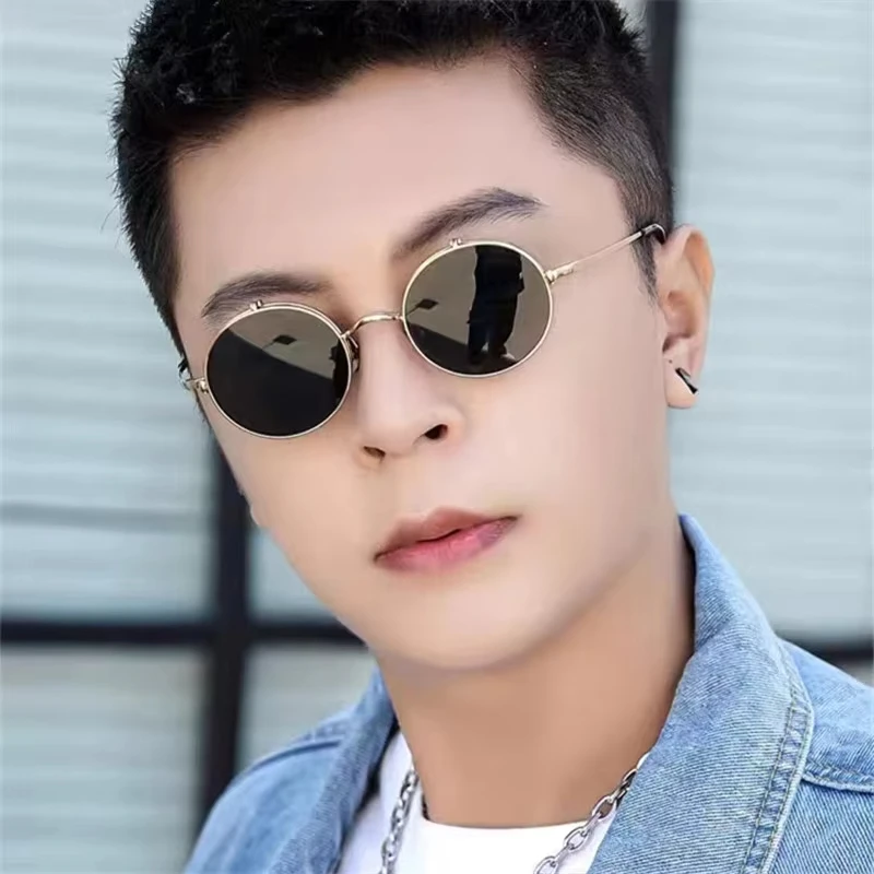 Flip-up Polarized Sunglasses Double-layer Retro Round Design UV Protect Sun Glasses Japanese Style Pure Titanium Square Eyewears