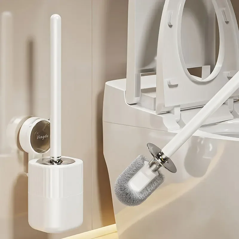 Suction cup toilet brush for household use no dead corners wall mounted no drilling required  bathroom accessories toilet brush