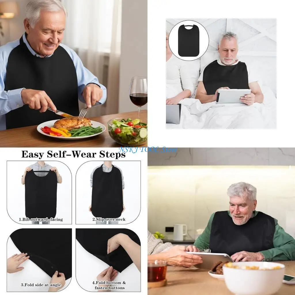 L8RC Polyester Protective Cover for Senior Meal Time Waterproof Washable Easy to Clean