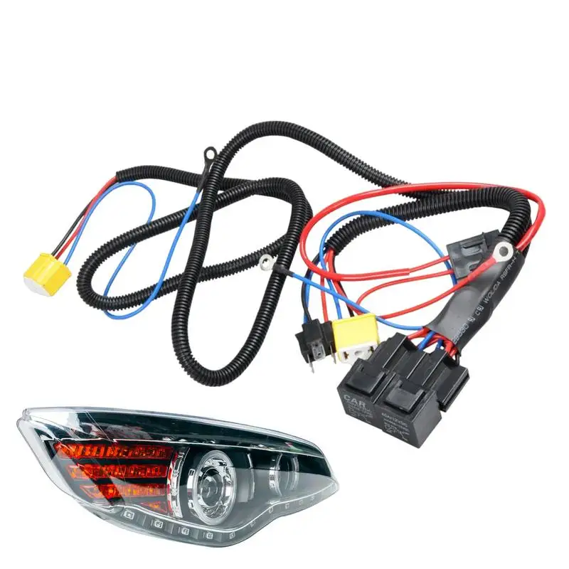 Head Light Wire Harness Wiring Harness H4 Brightening Led Lamp 12V Wire Set Flame-Retardant For Modification Headlight