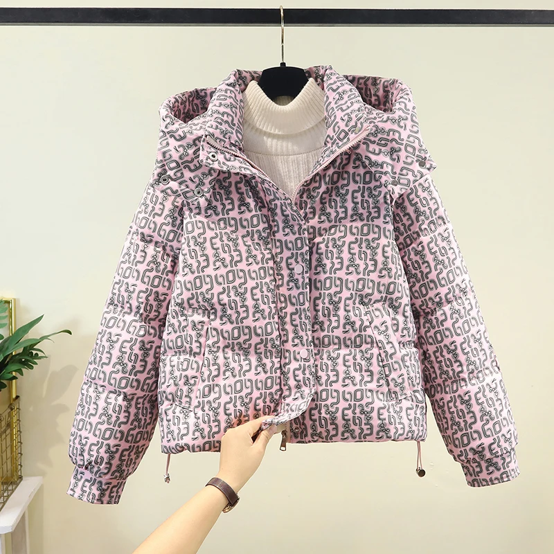 العصرية ort down القطن Jaet المرأة حجم صغير انفصال قبعة فضفاضة تناسب الشتاء Thiened معطف القطن الكورية Sle طويل Sl... #3