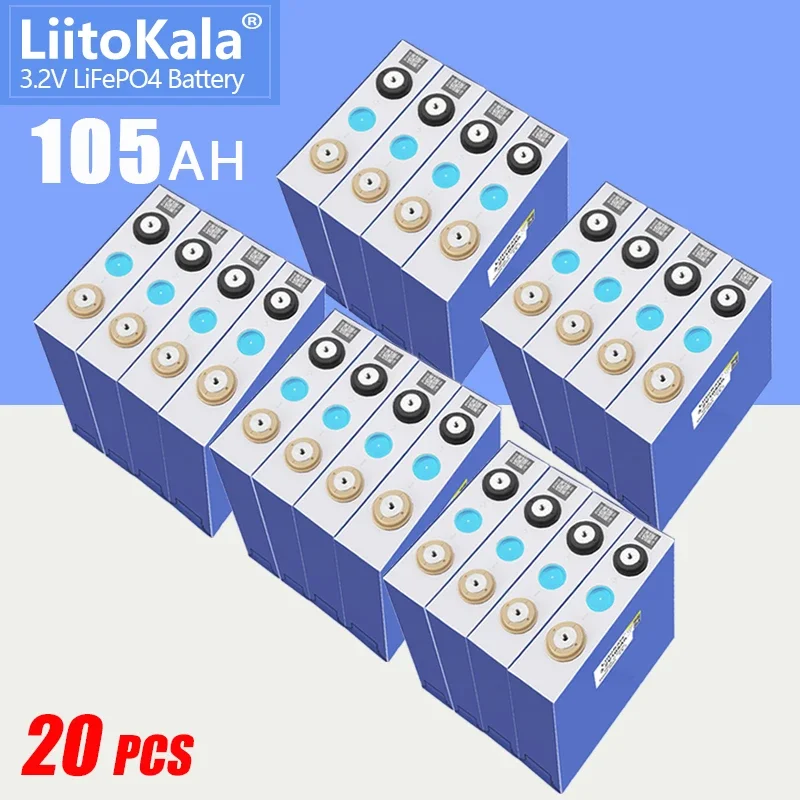 

20pcs LiitoKala 3.2V Lifepo4 105Ah Batteri BRAND NEW GRADE A Rechargeable Batterie Battery 12v 24 DIY RV Boat Cells Pack