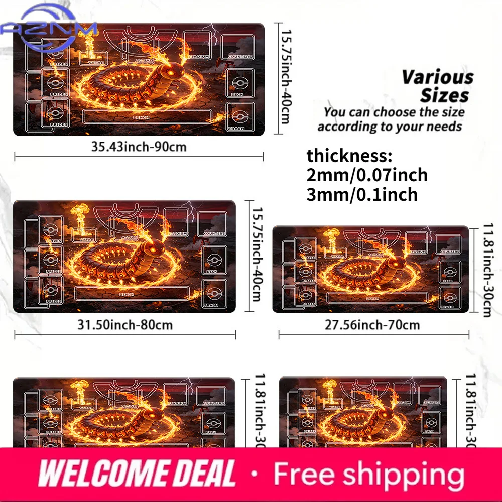 

Игровой коврик Centiskorch Fire Element TCG, коврик для настольных игр, большой коврик для мыши, нескользящий, в нескольких размерах