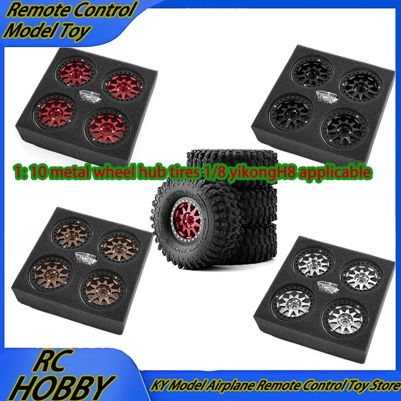 RC 1:10 Climbing Car 2.2-inch 4pc Aluminum Alloy Metal Wheel Hub Wheel Clamp Tire Lock Tire 1/8 yikong H8 West General Purpose