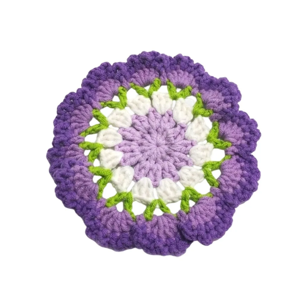 Durable Hand-Knitted Christmas Crochet Coaster Hand Crochet Heat Resistant Mug Pad Cup Mat Xmas Decor Gift