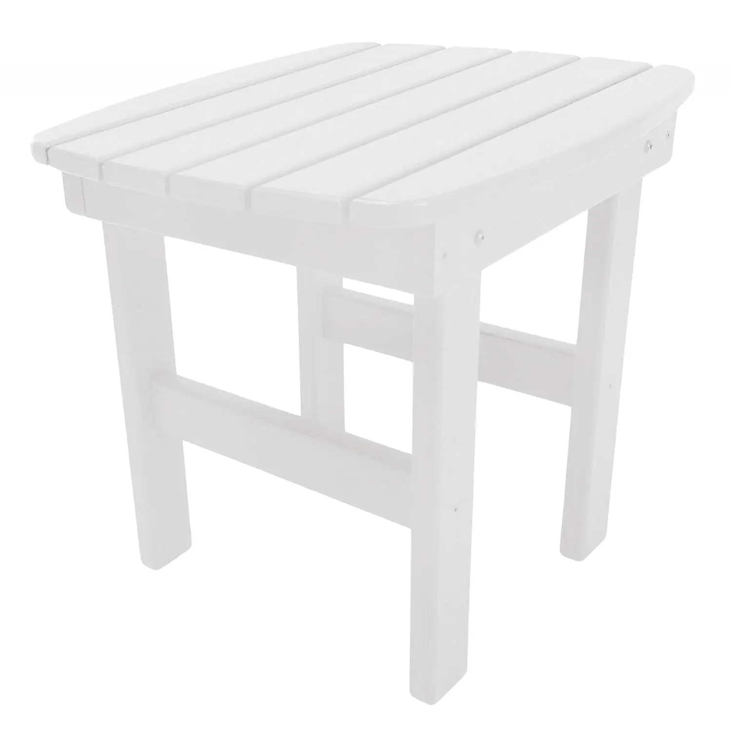 #White Eco Durawood Outdoor Side Table Stainless Hardware Mortise Tenon Joint Patio Deck 18in, Customized