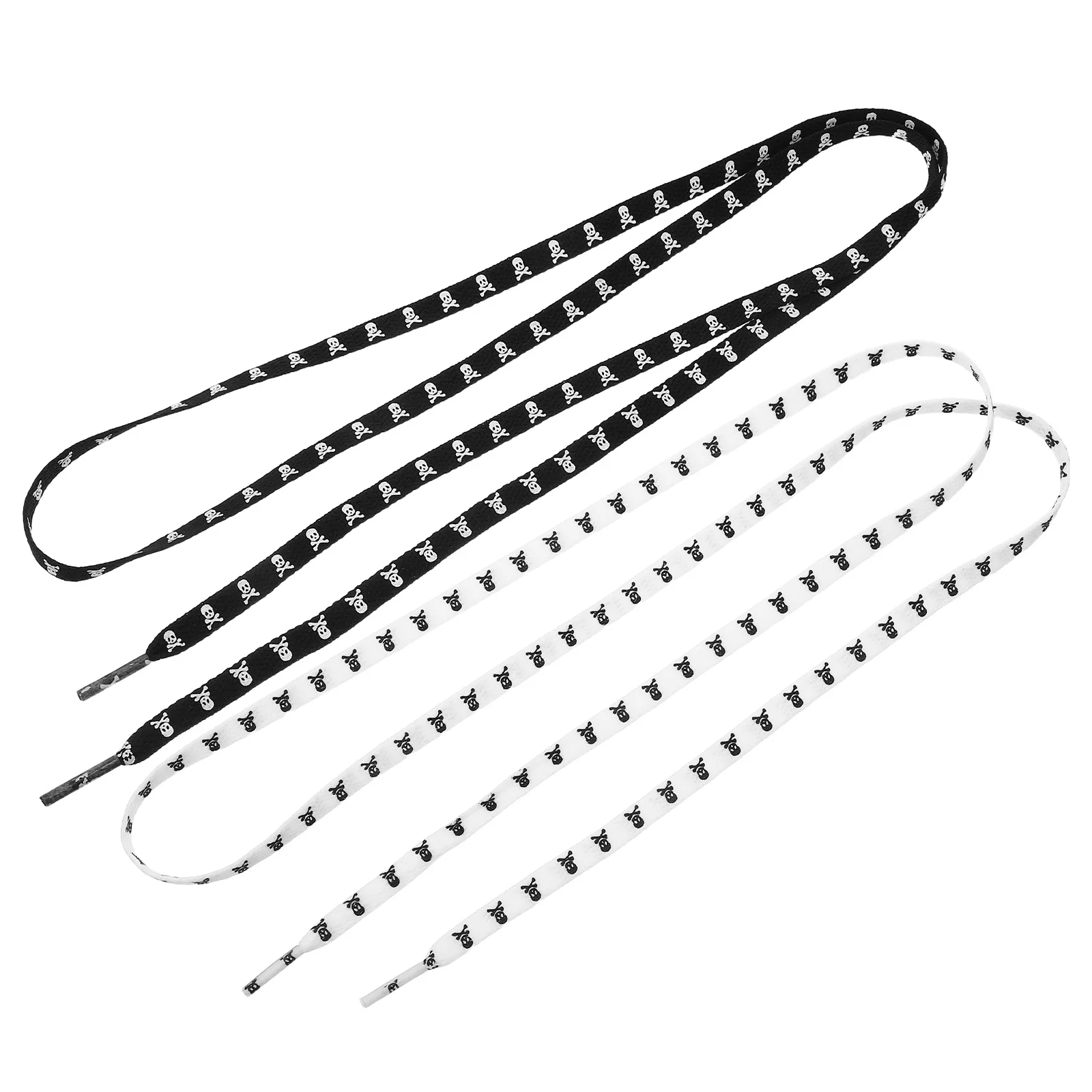 

Skull Printed Flat Shoe Laces 2 Pair Durable Polyester Shoestrings For Sneakers Athletic Shoes Decorative Lace Men Women