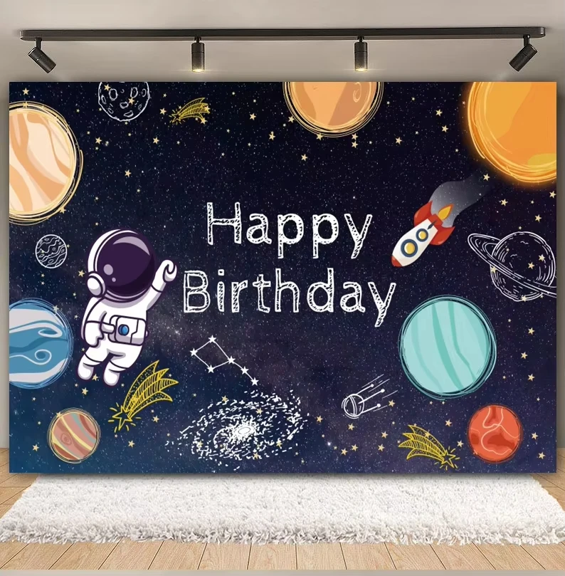 Kids Baby Birthday Party Earth Galaxy Planet Rocket Photography Background Photo Studio Outer Space Universe Astronaut Backdrop