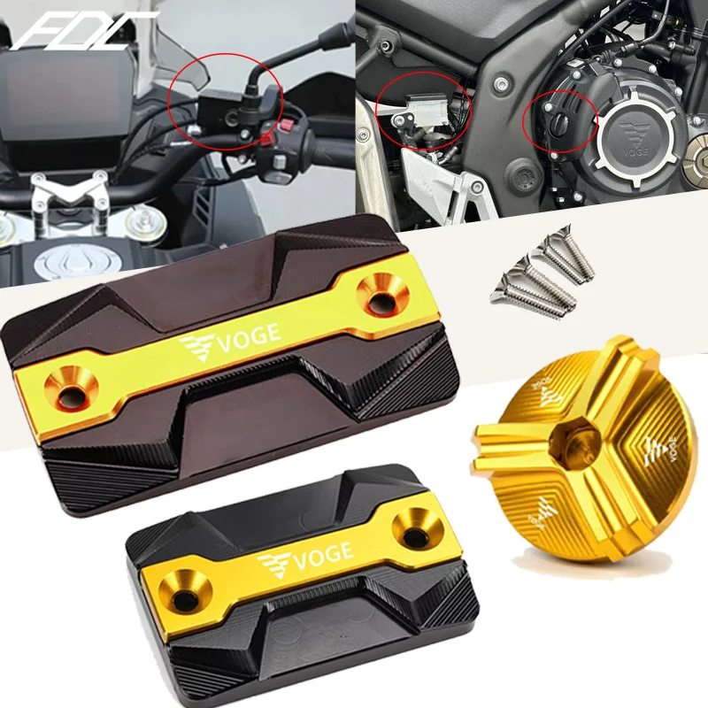 

For VOGE DS525X 525DSX 525 DSX DSX525 2023 2024 Motorcycle Front Rear Brake Fluid Reservoir Cover Engine Oil Filler Cap