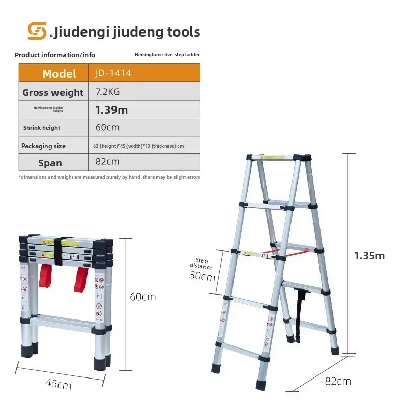 Equilateral Herringbone Telescopic Ladder Herringbone Ladder Aluminum Alloy Double-sided Ladder Carrying Lift Herringbone Ladder