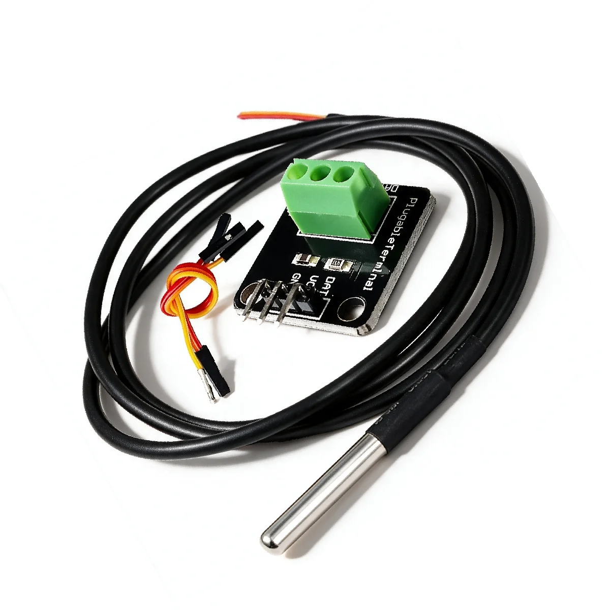 AC57-DS18B20 Temperature Sensor Module Kit Waterproof 100CM Digital Sensor Cable Probe Terminal Adapter For Arduino