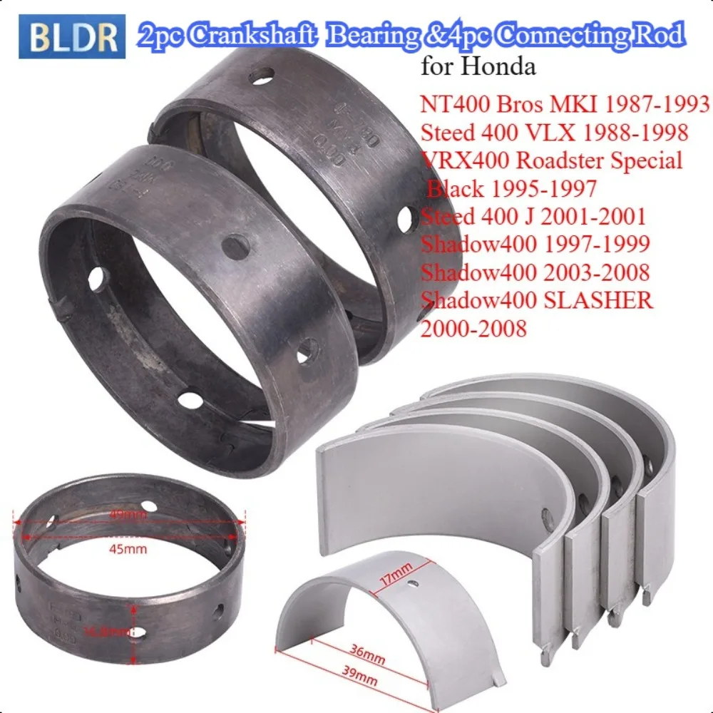 Cojinete principal del cigüeñal y biela de motor de 36mm 45mm para Honda VRX400 NT400 Bros MKI NT 400 Shadow 400 Steed VRX 400