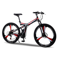 21/24/27/30 Speed ​​Folding Mountain Bike 24 and 26-inch Adult Student Bicycle High Carbon Steel Frame 3/6/10 blade Wheel
