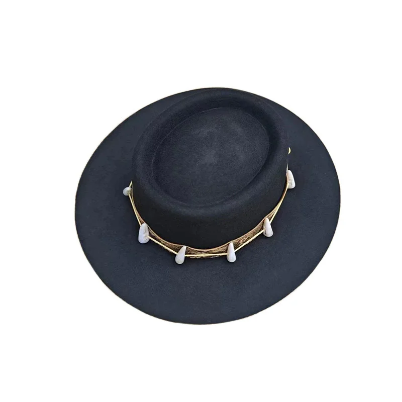 Fashionable Unisex Commuter Elegant Wool Soft Warm Felt Hat Pure Color Band Decorative Felt Hat Pure Wool Versatility Top Hats