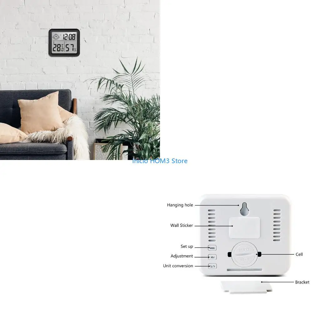 A5YD Digital Thermo-Hygrometer Indoor Room Thermometer Hygrometer LCD Screen Desktop Thermometer with Temperature & Humidity