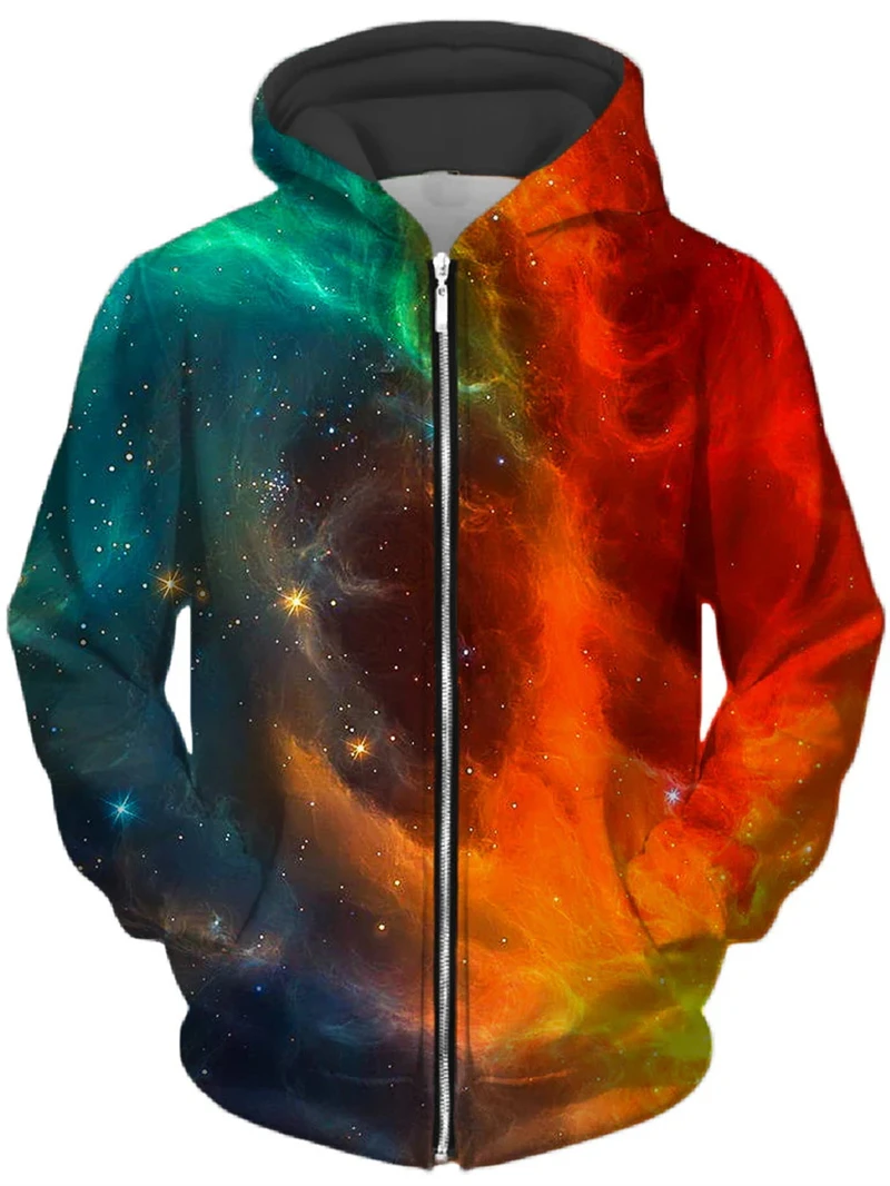 Rainbow Graphic 3d Printed Zip Up Hoodies For Male Casual Hooded Pullover Men\'s Fashion Hip Pop Sweatshirts Colorful Zipper Coat