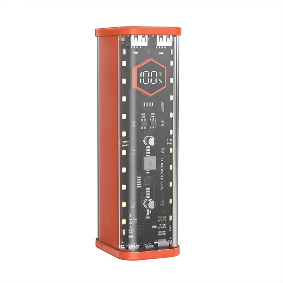 【Great Sell】 DIY 8x21700 Power Bank Case PD 22.5W Fast Charge Battery Storage Box Cell Holder Shell DIY Power Bank Case Orange