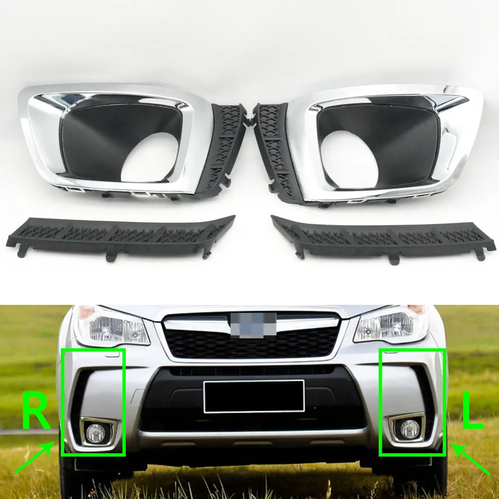 

4pcs/set Front Foglight bezel Cover Trim Grille Garnish Frame Fog Lamp Decoration Cap For Subaru Forester 2014-2018