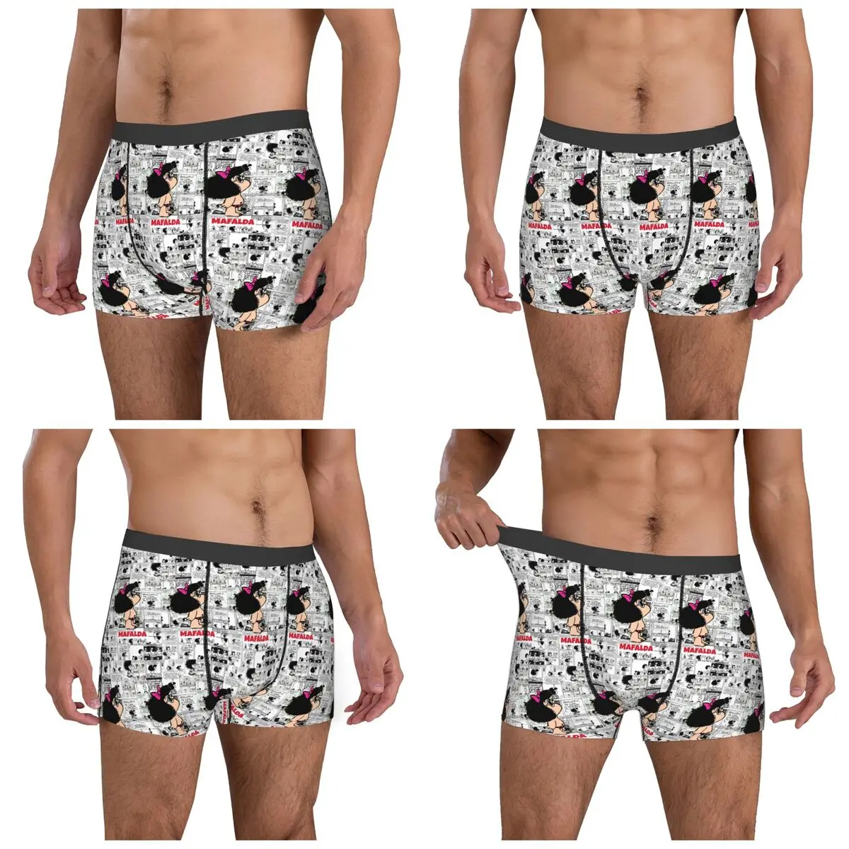 Boxer Underpants Shorts Mafalda Comic Panties Men's Ventilate Underwear for Homme Man Boyfriend Gifts