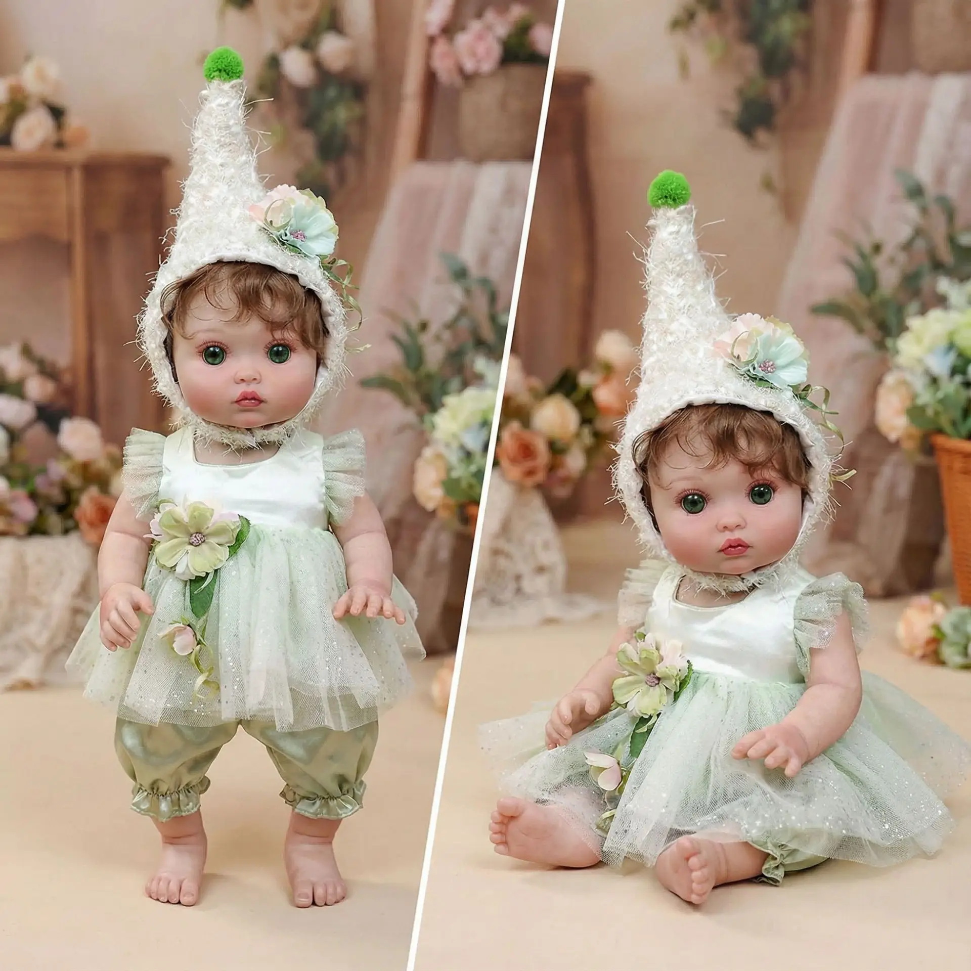 16inch Reborn Baby Dolls Realistic Fairy Already Painted Silicone Vinyl Surprise Waterproof Toys Figure for Girls Christmas Gift
