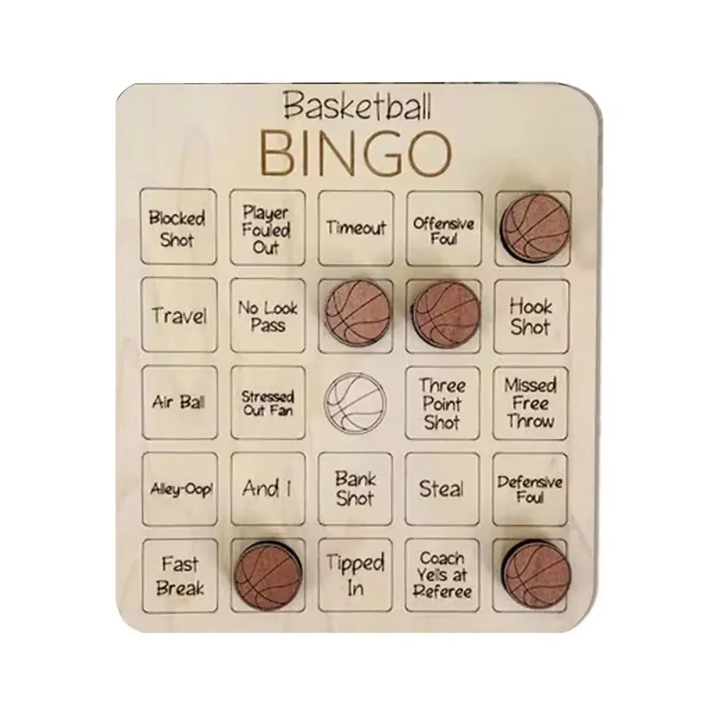 

Wood Ball Bingo Game Sports-Themed Soccer/Baseball/Basketball/Football Wooden Bingo Board Family Game Night Party Games