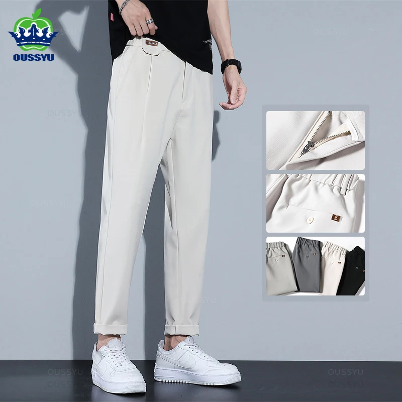 Brand ClothingHigh-Quality Business Suit Pants Men Pendulous Smooth Solid Casual Straight Full Office Formal Trousers Male