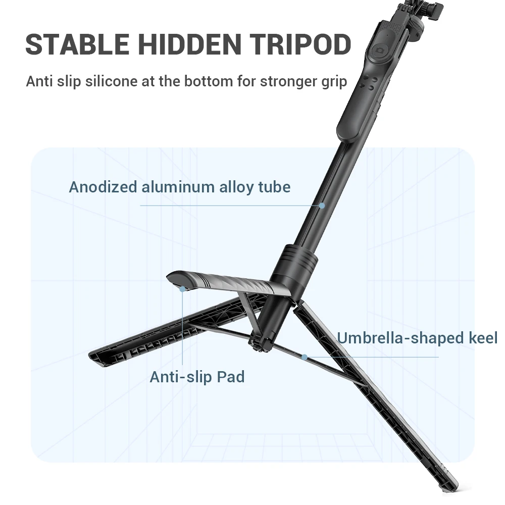 Scalable selfie stick tripod with wireless remote control, portable, suitable for Apple and Android phones