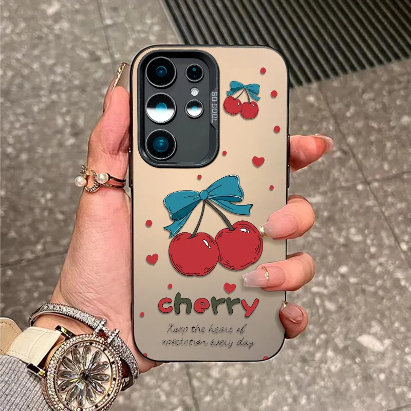 

NEW Cute Cherry Pattern Phone Case For Samsung Galaxy S25 S24 S23 S22 Plus S21FE Ultra A34 A54 A53 A52 A55 A36 A26 A35 A25 Cover