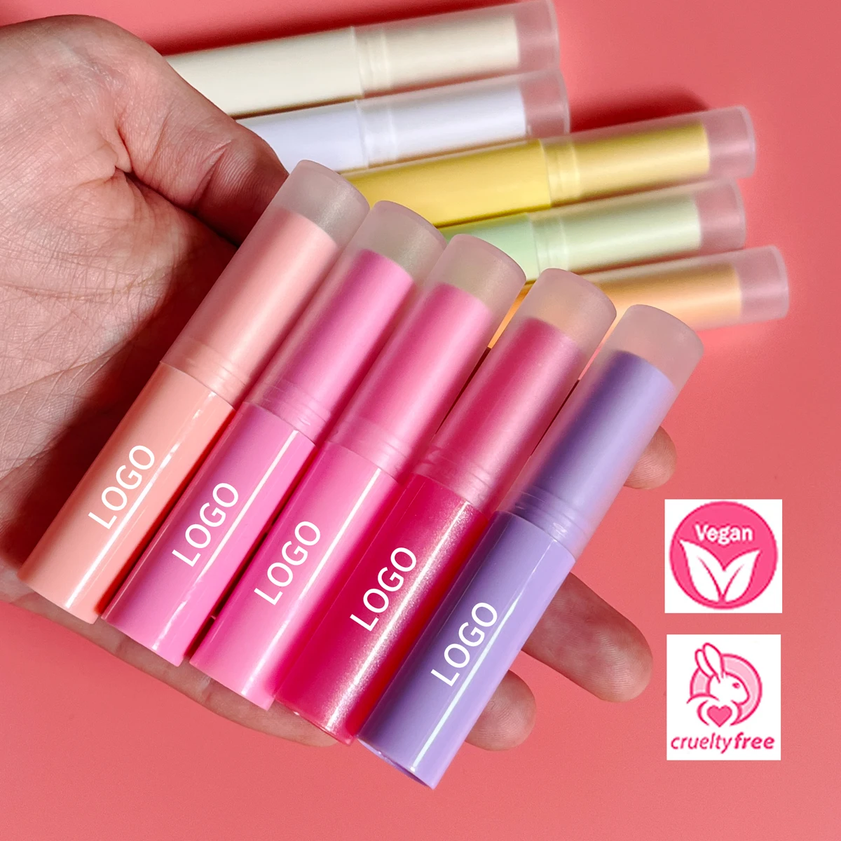 Bálsamo labial hidratante personalizado, cuidado de labios orgánico de frutas bonitas, Etiqueta Privada, bálsamo labial colorido, venta al por mayor, gran oferta