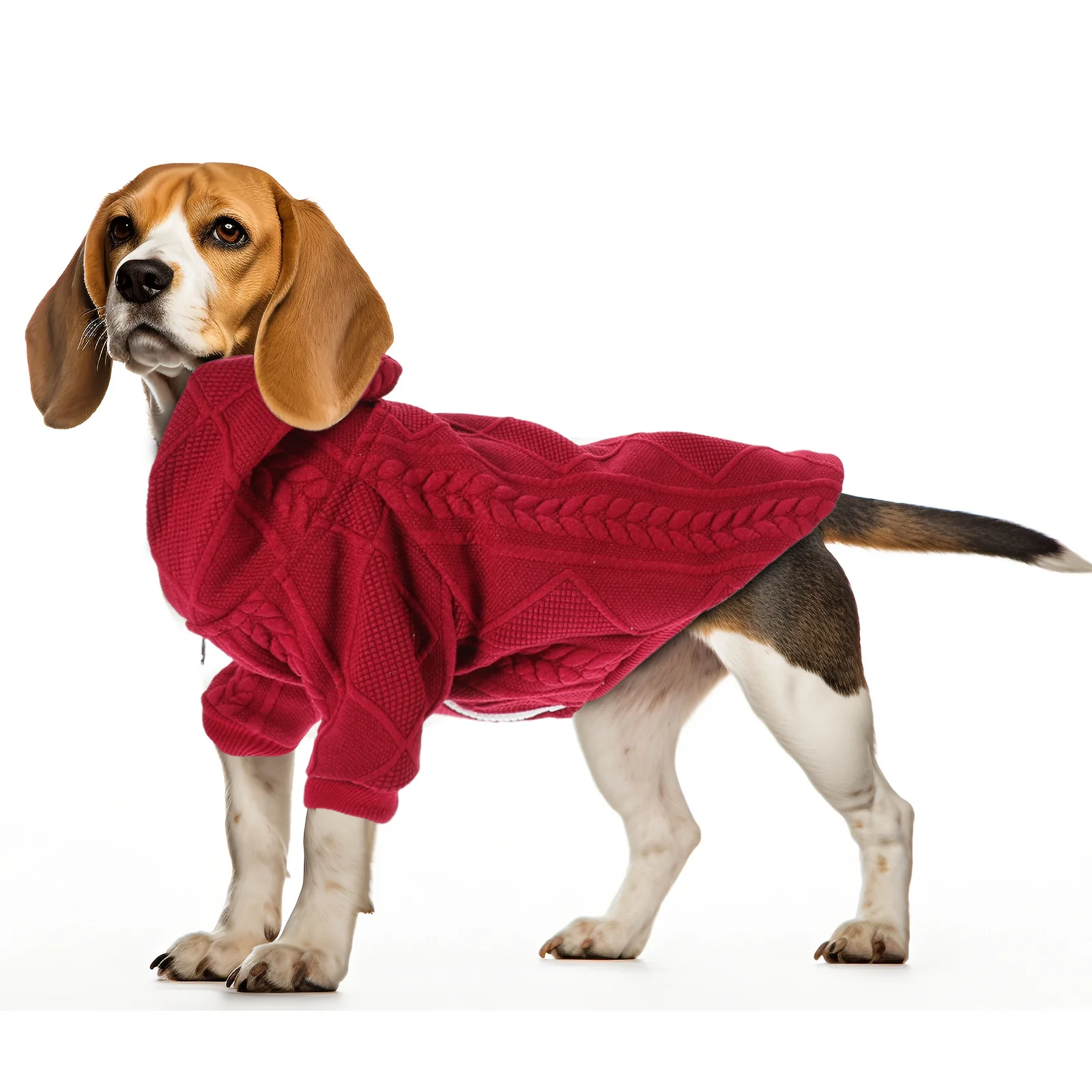 

Hooded Dog Sweater Pet Clothes Warm Winter Zippered Knitted Costume for Dogs Soft Durable Cozy Warm Dog Sweater