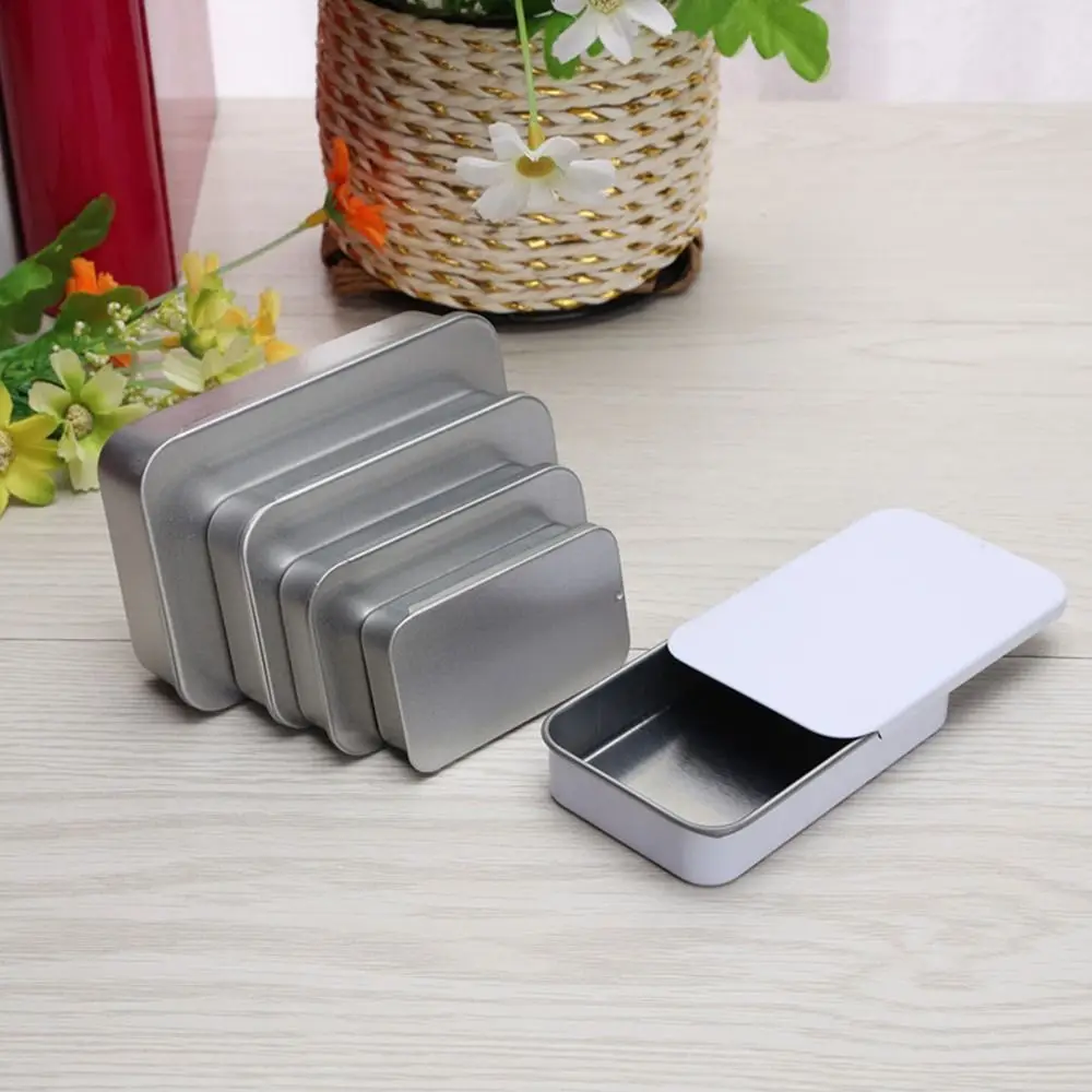 1Pcs Push Tin Plate Mini Metal Storage Box Travel Small Finishing Box Dust-proof Rectangular Candy Packaging Iron Box Pill Cases