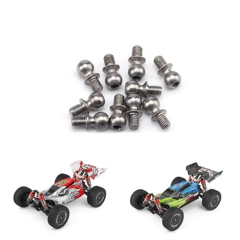 Bola Cabeça Parafuso para Wltoys 144001-1338, 1/14 4WD RC Car Spare Parts, Atualização Acessórios